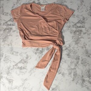 No Comment Wrap-Style Pink Girls Top with Tie Size Medium 10/12